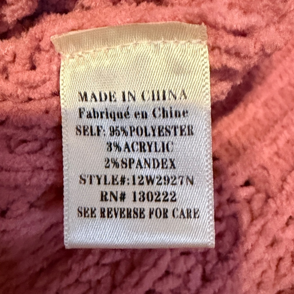 New In women’s large Sweater rose Pink knit lace tie back boutique soft chenille - Picture 9 of 10